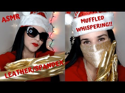 ASMR Leather/Spandex Gold Gloves + Golden Scarf-Mask!!(Request) Christmas Vibes