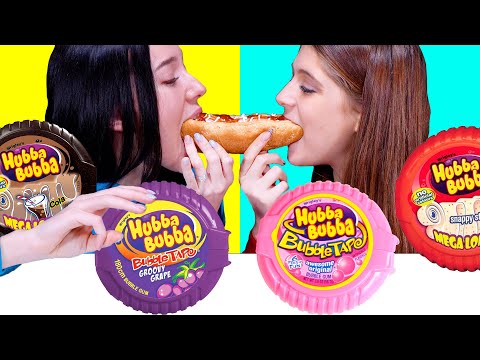 ASMR Hubba Bubba Food Challenge (Foam Balloon, Egg Race, Hot Dog Battle)