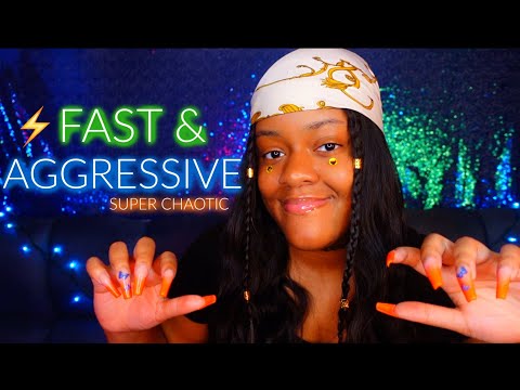 ASMR | ⚡FAST AND AGGRESSIVE HAND MOVEMENTS 🤤🔥 (CHAOTIC  BRAIN MELTING TRIGGERS ♡)