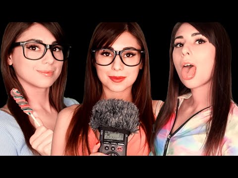 ASMR 👯‍♀️🧍‍♀️ MOUTH SOUNDS WITH MY TRIPLETS  (black background for sleep)