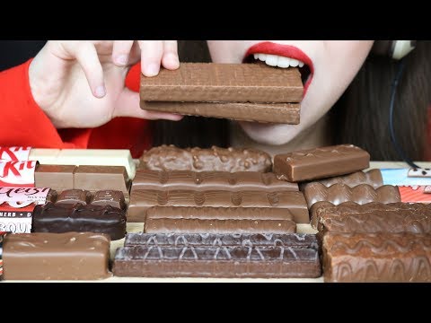 ASMR POPULAR CHOCOLATE BARS | KitKat, Milka, Bounty & more (CHEWY & CRUNCHY Eating Sounds)
