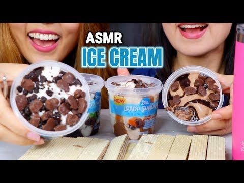 ASMR EATING LOADED ICE CREAM SUNDAE (BLUE BUNNY) | Kim&Liz ASMR