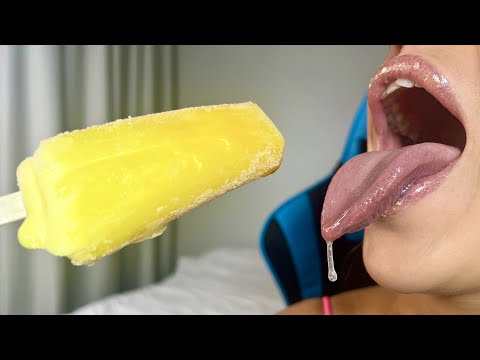 ASMR 4k ice cream licking with mouth sounds
