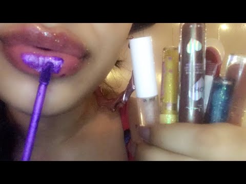 ASMR~ Lipgloss Collection/Application With Wet Mouth Sounds (whispered) PART 2