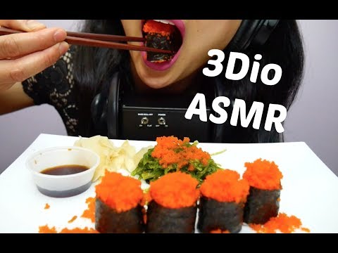 ASMR 3Dio Satisfying Tingles (Binaural Tobiko Eggs EATING SOUNDS) No Talking | SAS-ASMR