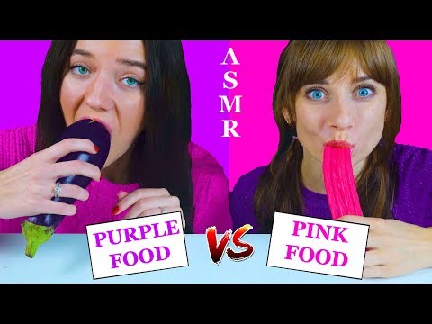 ASMR PINK FOOD VS PURPLE FOOD | Eating Sound Lilibu