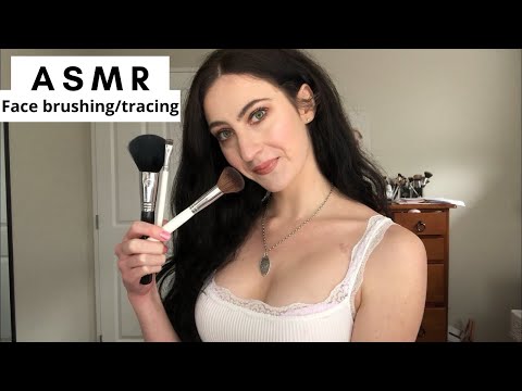 ASMR Slow Face Brushing/Face Tracing (+ Gentle Breathing and Mouth Sounds)