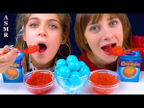 ASMR CHOCOLATE ORANGE, POPPING BOBA, JELLY CANDY BLUE BALLS,  먹방 | LiLiBu ASMR