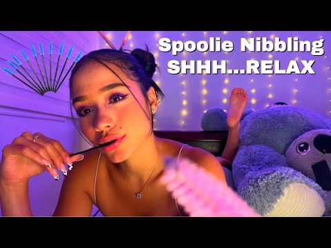 ASMR Spoolie Nibbling Repeating Shh....Relax 💕 🤤 ( Super Tingly Double Brush)