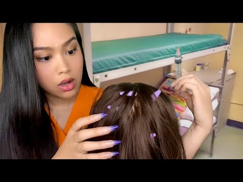 ASMR Prison Inmate Gives U Scalp Check & Scratch + Injections (U Got In A Fight) Hair Plucking, gum