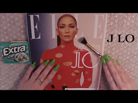 ASMR Intense Gum Chewing Magazine Flip Through | J LO | Tingly Whisper and Page Turning