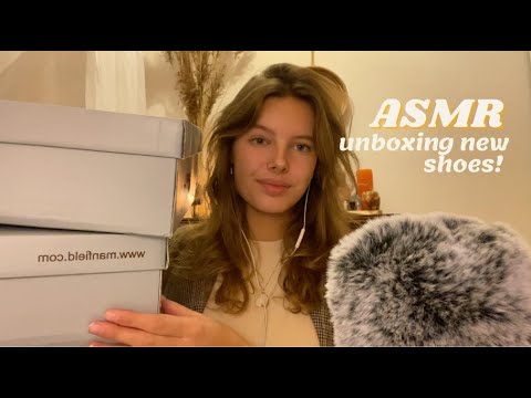 ASMR unboxing new shoes! ✨ (tapping, scratching, crinkles on mic, whispering, gripping)