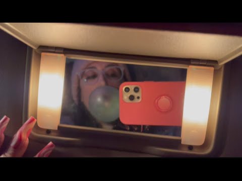 Playing with my Gum Bubbles in the passenger seat/phone tapping/vanity mirror tapping/ ASMR