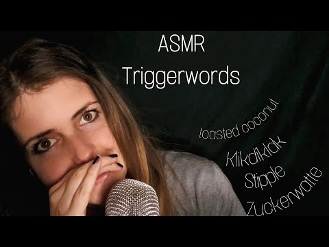 ASMR WHISPERING & TRACING TRIGGERWORDS | relax, sleep, stipple & sk,tk,grrr (english/german/deutsch)