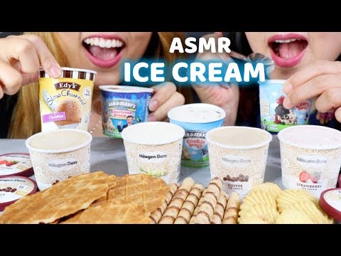 ASMR: EATING ICE CREAM (BEN & JERRY'S | HAAGEN-DAZ) AND CRUNCHY COOKIES