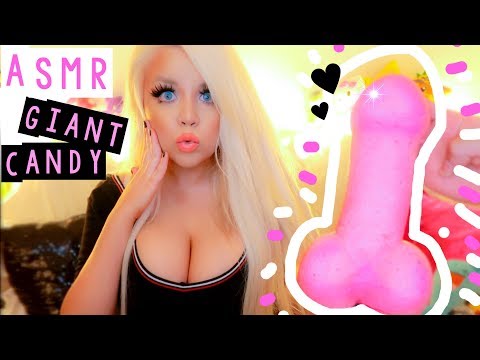 ASMR with a GIANT CANDY 🍆❤️🍌 ( includes my personal version of BABY SHARK !! )