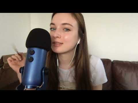 ASMR close up tingly whispering + microphone brushing (super relaxing)