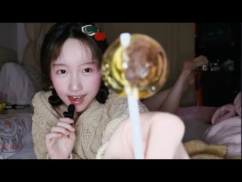 ASMR Lollipop Licking | on the bed