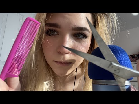 ASMR Haircut Roleplay (cutting your bangs) *scissors, close up, personal attention*