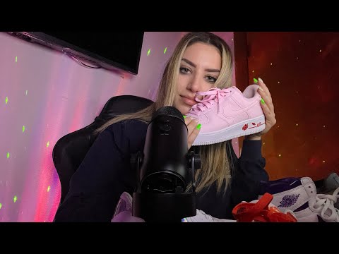 ASMR Showing you my shoe collection! (Fast tapping, whispering,mouth sounds)
