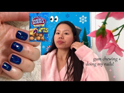 ASMR Doing My Nails 💅 + JELLY DONUT GUMBALLS?! 🍩🍬Gum Chewing + StoryTelling Ki||Joy Mood haha