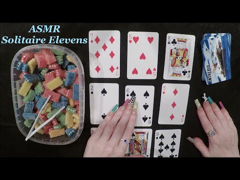 ASMR Eating Gummy Candy & Solitaire Elevens Game Play | Whispered