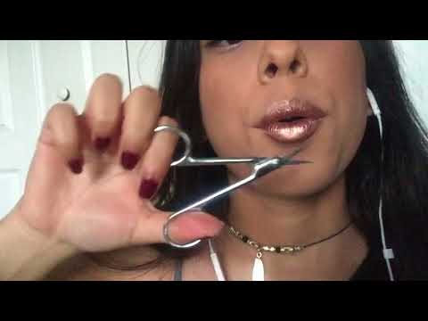 ASMR Eyebrows Plucking & Trimming w/ some gum chewing * NO TALKING, Super tingles *
