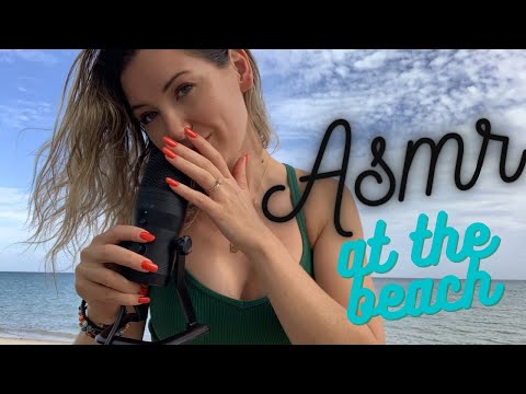 ASMR AT THE BEACH! Gentle whispers/tapping and relaxing ocean sounds!