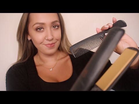 ASMR Straightening/Styling Your Hair (Hair Stylist) Roleplay