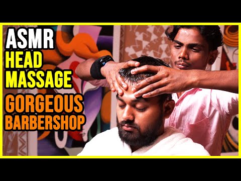 🟡 HEAD MASSAGE in a GORGEOUS INDIAN BARBERSHOP | EARS CRACK and CLEANING | ASMR NO TALKING