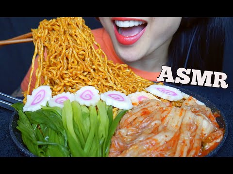 ASMR SPICY NOODLES + KIMCHI + GREEN ONIONS + FISH CAKES (EATING SOUNDS) NO TALKING | SAS-ASMR