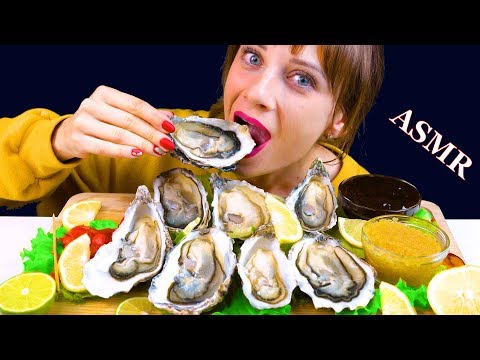 ASMR GIANT RAW OYSTER + SEAFOOD SAUCE + FISH CAVIAR (EATING SOUNDS) NO TALKING