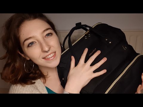ASMR what's in my uni bag? | tapping, scratching, lid sounds for tingles
