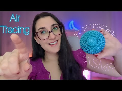 ASMR Fast Air Tracing | Finger Tracing Words & Pictures | Closeup Face Massage 💜💛 (CV Greg)