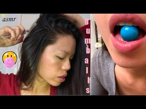 ASMR *Quick* Itchy Scalp Remedy + GUM CHEWING MASH UP!! BIG MOUTH UP CLOSE BUBBLES, Visual Triggers