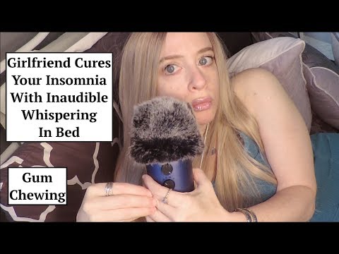 [ASMR] Gum Chewing Girlfriend Helps You Fall Asleep| Inaudible Whispers| Face Touching in Bed