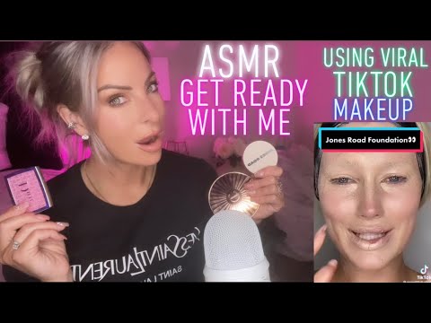 ASMR Makeup Get Ready With Me Using ALL NEW VIRAL TRENDING TIKTOK Makeup (Whisper)