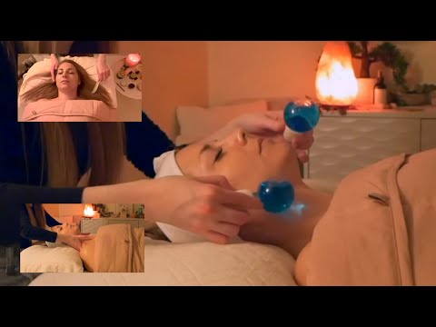 ASMR Spa Facial for relaxation & sleep | Soft Spoken & MUSIC | Tingly Jade Comb & ICE GLOBES.