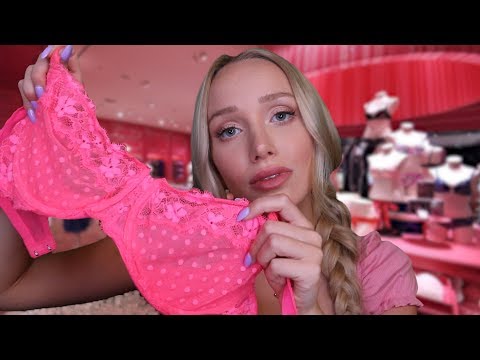 ASMR Lingerie Store Roleplay | measuring you, fabric sounds, whispers, tapping, hand writing…