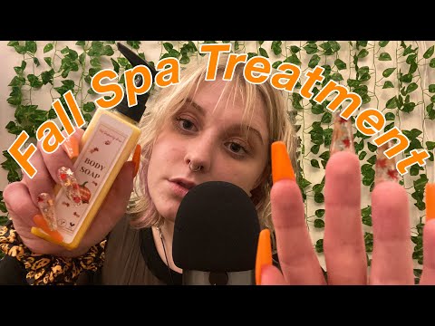 ASMR fall themed spa treatment + energy cleanse w/ fake nails (ft. gelonlinebyerin) 🍁🎃