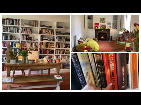 ASMR library tour, book tapping and a roaring fire - lo-fi