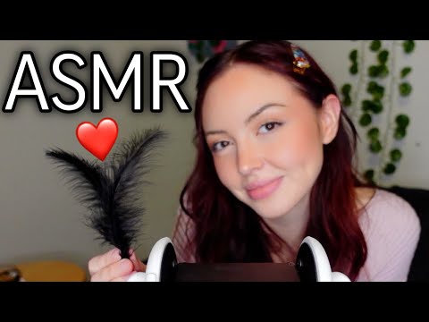 ASMR Ear Tickling with Feathers (semi unintelligible whispers)