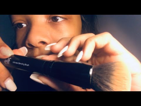 ASMR UP CLOSE repeating the phrase “go to sleep” + face brushing + pinching & pulling + tapping