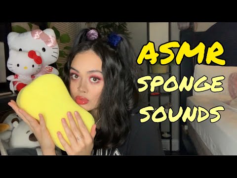 ASMR sponge 🧽 sounds, cutting, squishing, ripping, mic attention