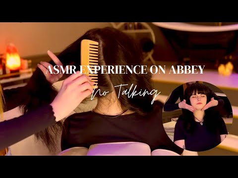 Caring ASMR Treatment on Abbey, She was so relaxed she fell asleep! Hair & Face care (No Talking)