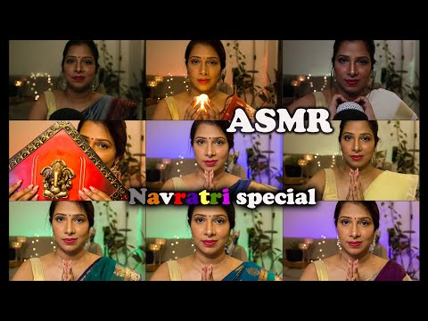 ASMR| Navratri नवरात्रि spl| 9 outfits, 27 triggers| tapping scratching foam feather etc| English