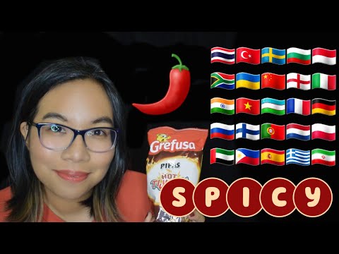 ASMR SPICY IN DIFFERENT LANGUAGES  (Whispering, Crinkles, Mouth Sounds) 🌶️🔥[26 Languages]