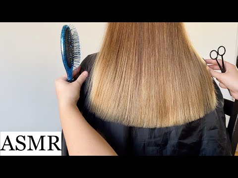 ASMR haircut on my sister w. relaxing combing & brushing sounds 🤍 (no talking)