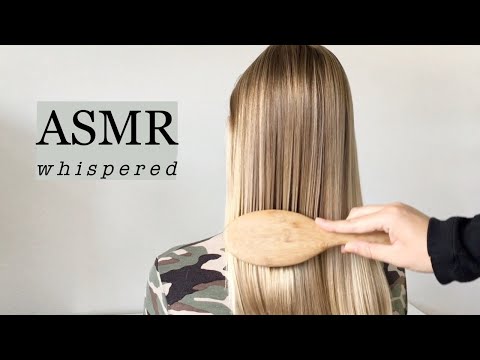 ASMR | relaxing semi fast hair play w. soft whispering (brushing, straightening, spraying, tapping)