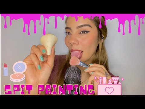 ASMR | SPIT PAINTING | extra rápido y agresivo✨ te maquillo 💖